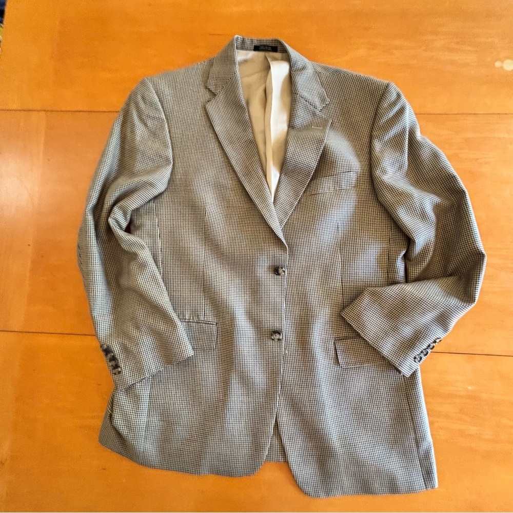 Hart Shaffner Marx Nordstrom 41R Silk wool blend houndstooth blazer sports coat